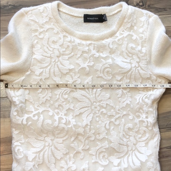 MINKPINK White Lace 15% Wool Sweater - sz XS - Picture 9 of 10